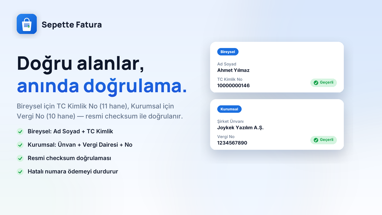 TC Kimlik ve Vergi No doğrulama