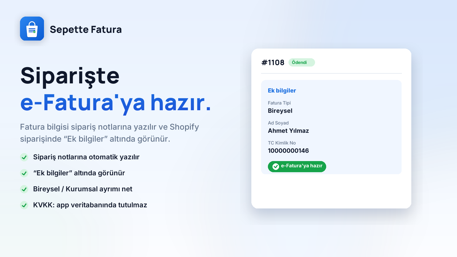 Siparişte Ek bilgiler