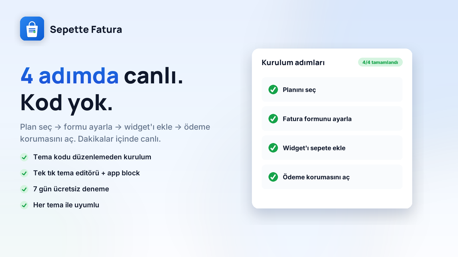 Dört adımda kurulum